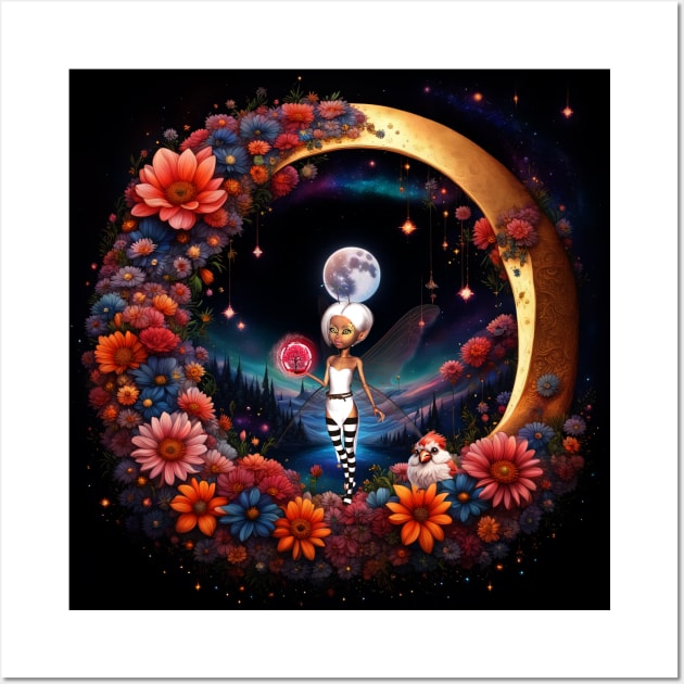 Cute fairy in the moon light. Wall Art by Nicky2342